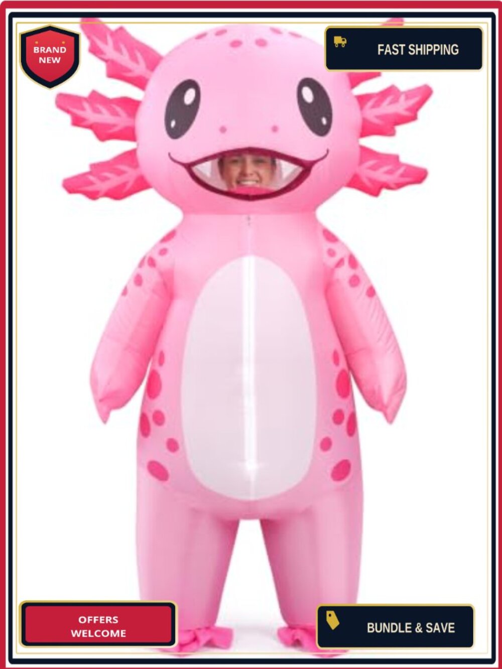 Adult Inflatable Axolotl Costume Halloween Blow Up Cosplay Fan